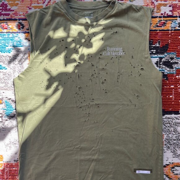 SATISFY RUNNING MOTH-TECH SLEEVELESS SHIRT OLIVE GREEN SIZE L (SIZE 4) - Picture 1 of 5